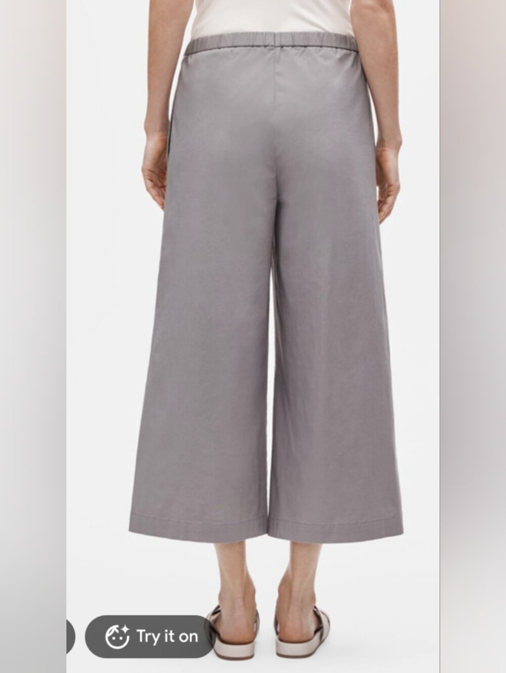 Organic Cotton Gray Wide-Leg Crop Pants L